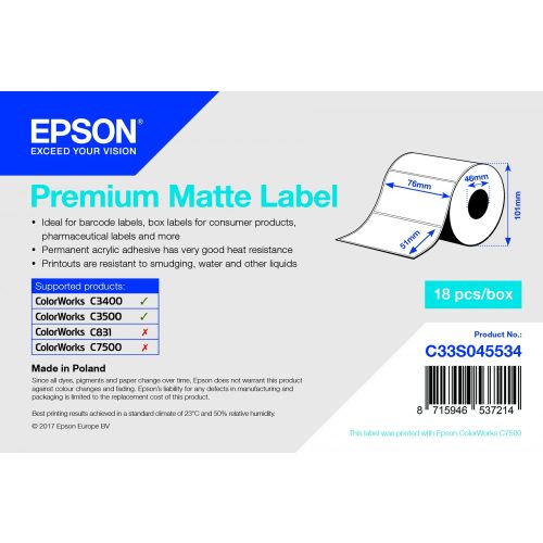 Epson 76mm*51mm, 650 matt inkjet cimke