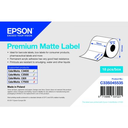 Epson Prémium Matt címke 76mm*127mm
