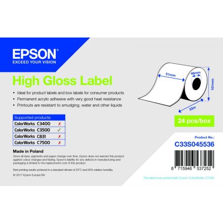 Epson 51mm*33m High gloss cimke