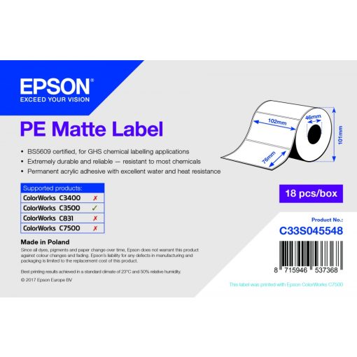 Epson  PE Matt címke 102mm*76mm